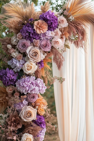 紫色婚礼花拱门装饰
