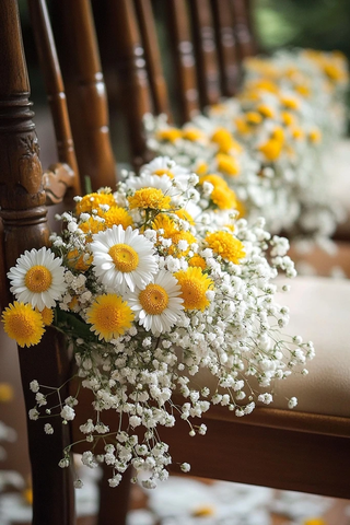 雏菊满天星花环装饰