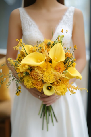 黄色婚礼花束
