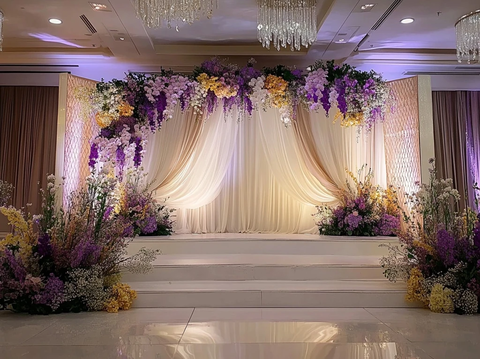 婚礼舞台紫色花卉装饰
