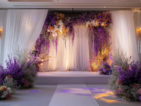 婚礼舞台装饰紫色花卉