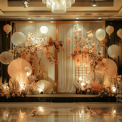 中式婚礼舞台背景装饰