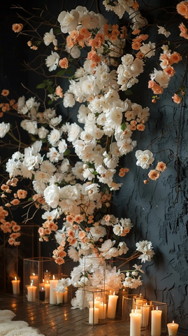 白花黑墙婚礼装饰