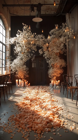 白花黑墙婚礼装饰