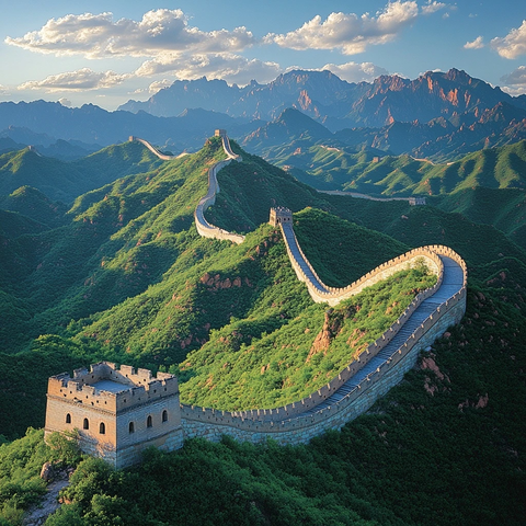 蜿蜒于山间的长城壮丽全景