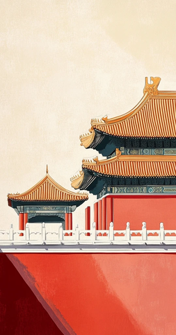 传统中式建筑故宫的精美屋顶构造