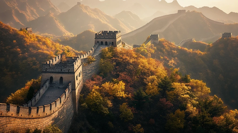 崇山峻岭中雄伟壮观的万里长城