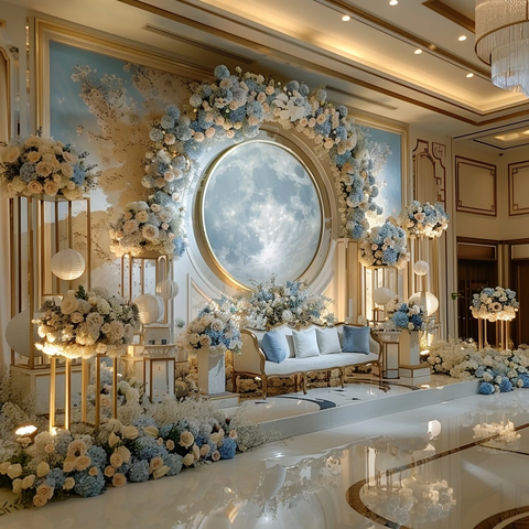 月亮主题婚礼花拱门