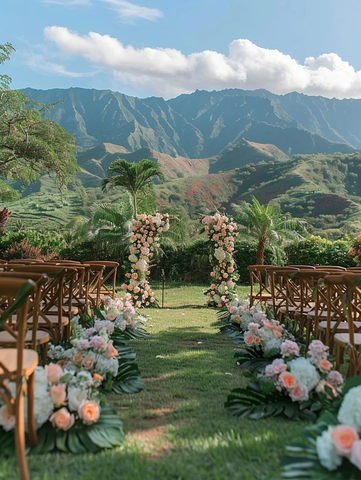 婚礼仪式装饰与山景