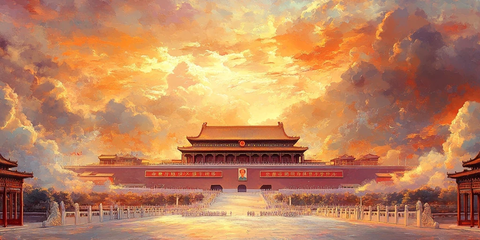 天安门壮丽景象气势恢宏的古建筑