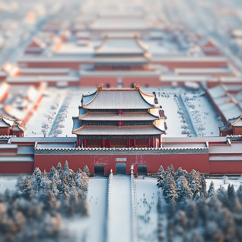 雪中故宫全景俯瞰