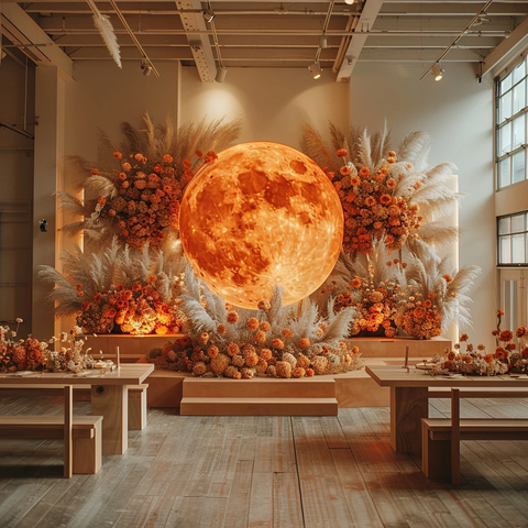 婚礼背景字母C与橙月