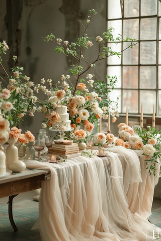 婚礼桌布置与书籍装饰