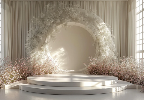 婚礼舞台圆形拱门花墙