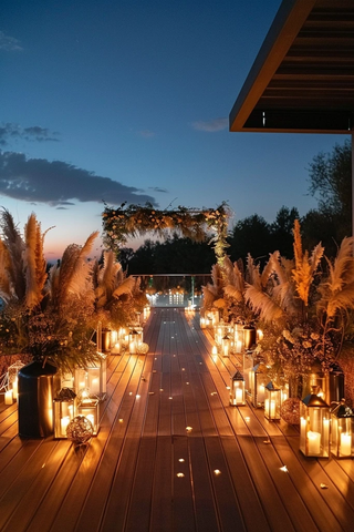 露天婚礼装饰与黑花银瓶