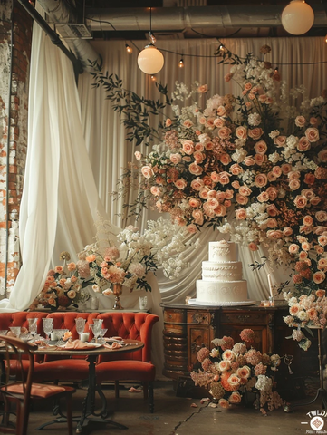 婚礼背景与蛋糕展示