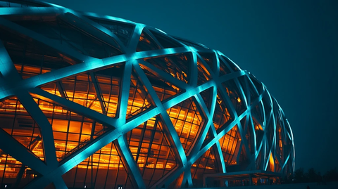 鸟巢夜景灯光璀璨的标志性建筑