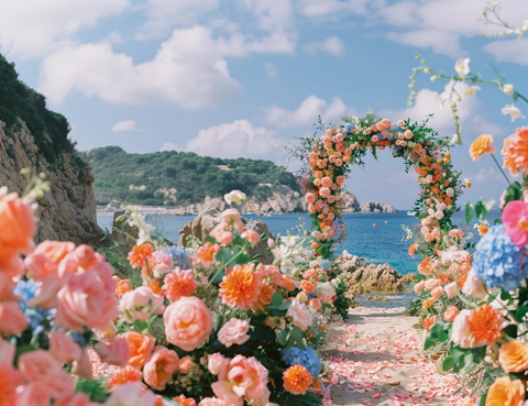 海滩婚礼花拱门