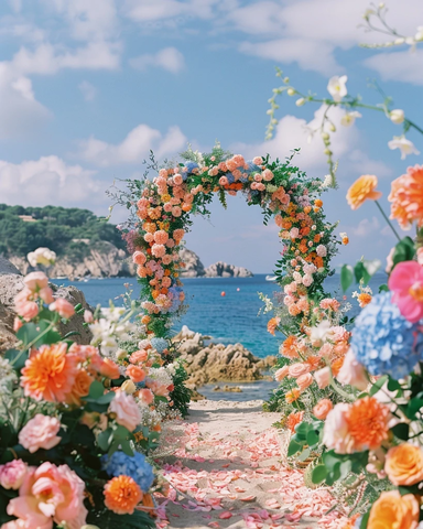 海滩婚礼花拱门装饰