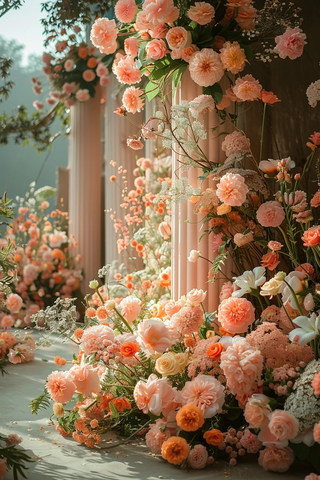 粉色白色婚礼舞台