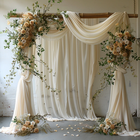 婚礼拱门纱帘花卉设计