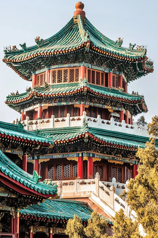 古色古香的多层中式传统塔楼建筑