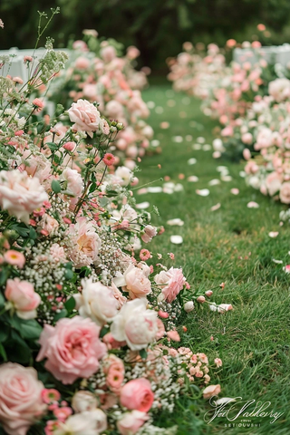 户外婚礼走道花卉装饰