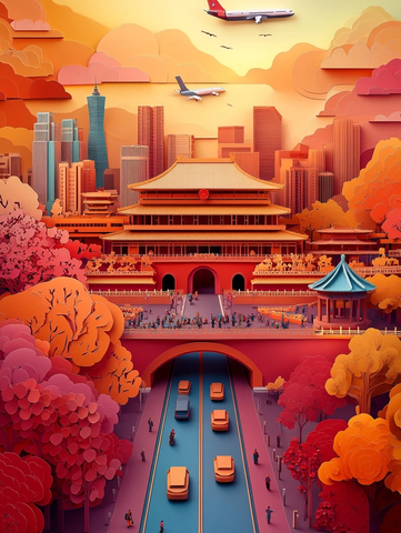 古建与现代建筑结合的城市风光