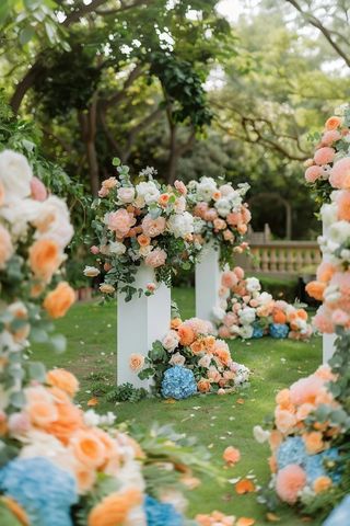 白色基座婚礼花艺装饰