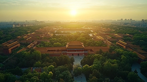 鸟瞰视角下的故宫全景