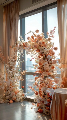 白色橙色花卉拱门