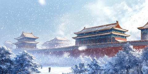 雪中故宫全景