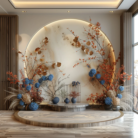 白色拱门与花卉装饰