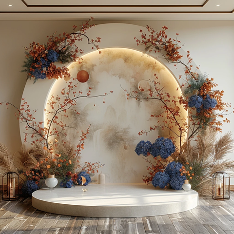 白色拱门与花卉装饰