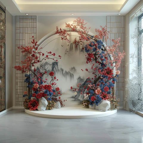 白色拱门与花卉装饰