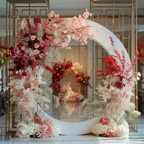 白色拱门花艺背景