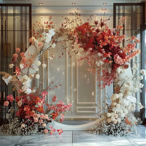 白色拱门花卉背景