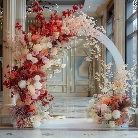 白色拱门花艺背景