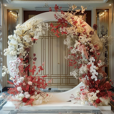 白色拱门花卉背景