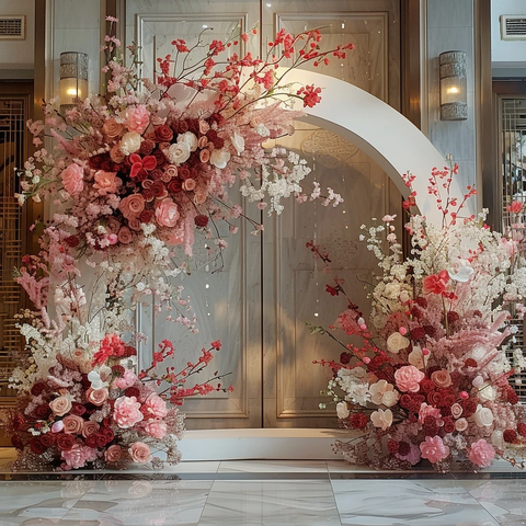 白色拱门花艺背景