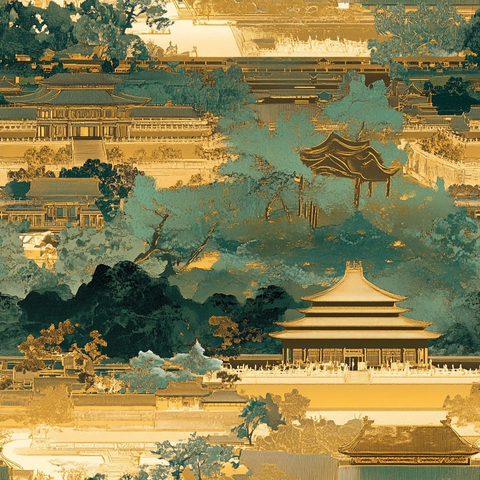 传统中式古建筑群全景