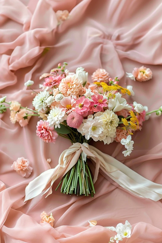 优雅花束与丝带装饰