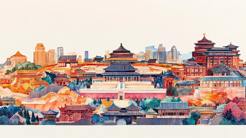 传统古建筑与现代城市建筑的融合景观