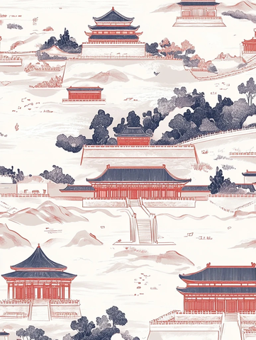 中式传统建筑景观图