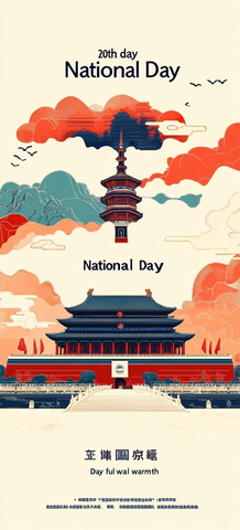 周年国庆海报展示北京特色建筑