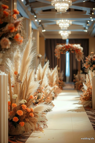 婚礼仪式装饰与白色地毯