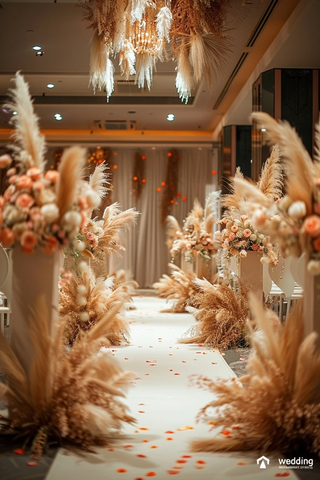 婚礼仪式装饰与白色地毯