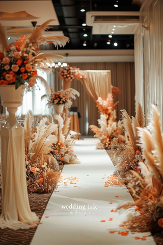 婚礼仪式装饰与白色地毯