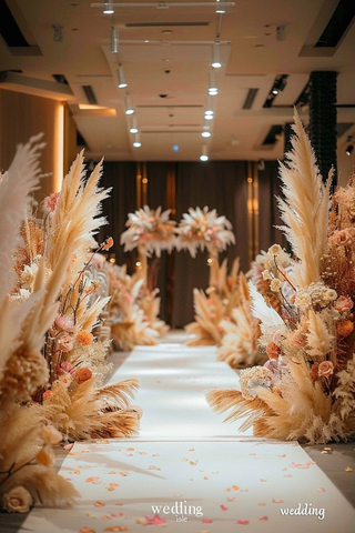 婚礼仪式装饰与白色地毯