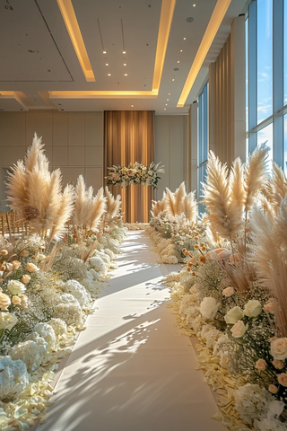 白色长毯婚礼装饰